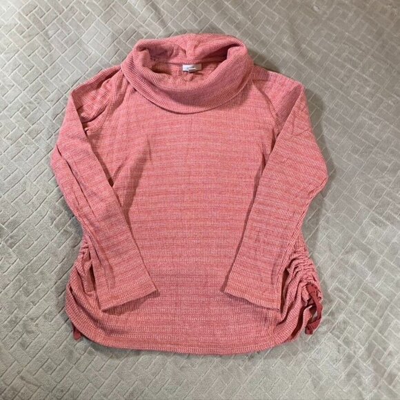 J. Jill Tops - J Jill Womens M Shirt Pink Turtle Neck Long Sleeve Ruched Sides Cotton Blend
